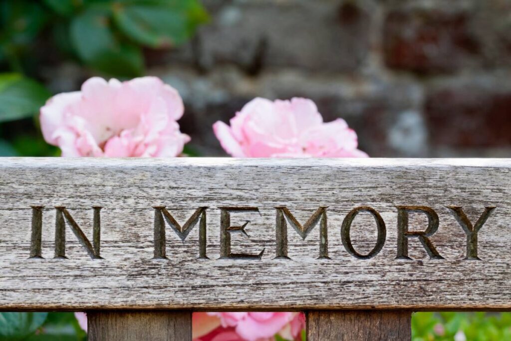 Signage at a celebration of life event