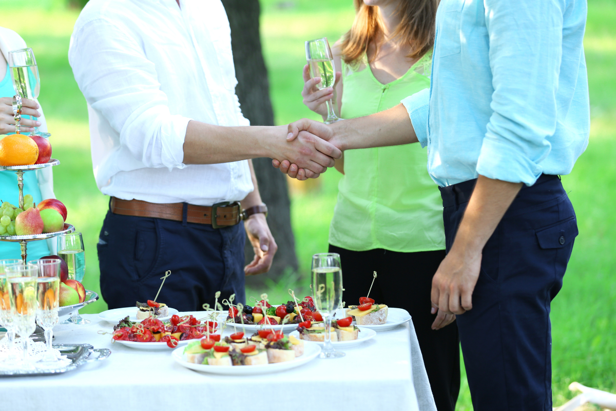 Guests eating at a casual party